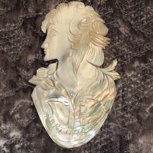 Vintage Martinique large carved mother of pearl shell.